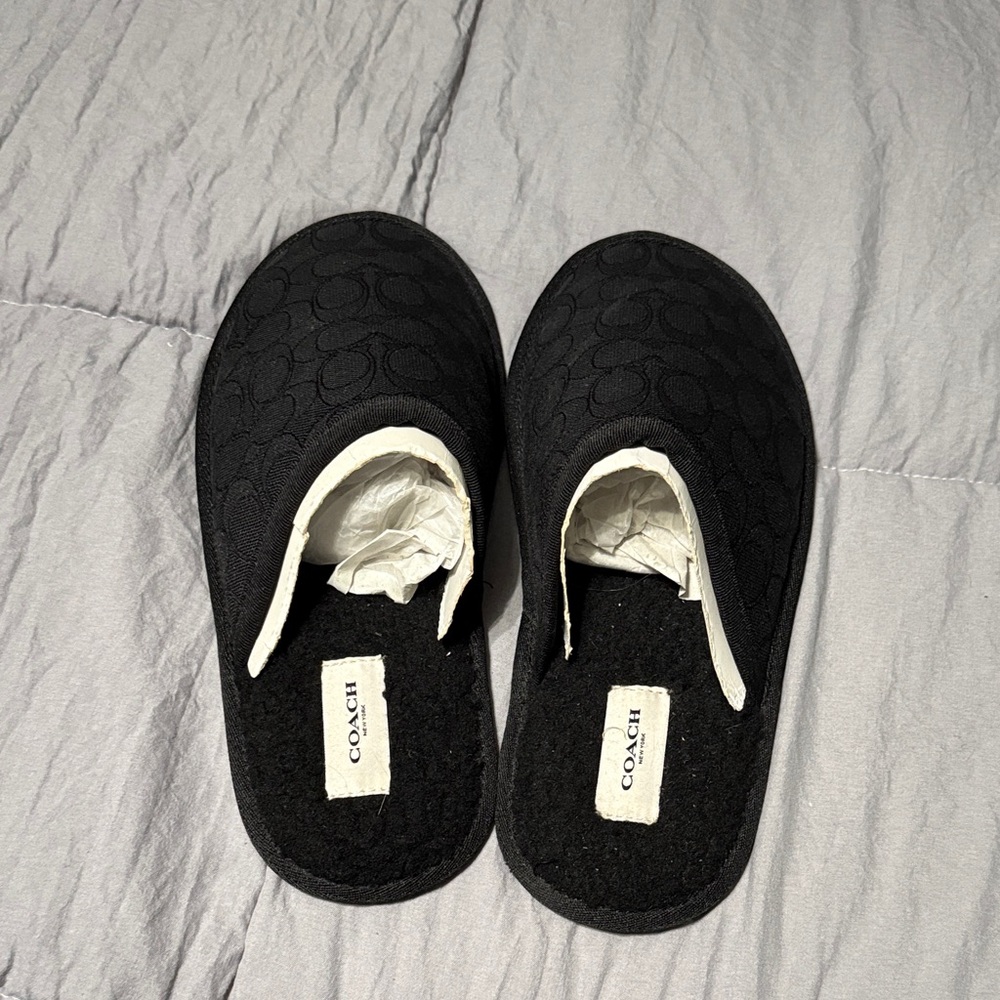 Coach Black and White Slippers